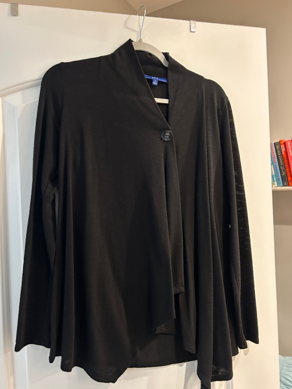 Apt. 9 Black Open-Front Draped Cardigan